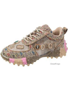 Bejeweled High-Top Sneakers 1.5 Inch Height Increase Rhinestone Women's